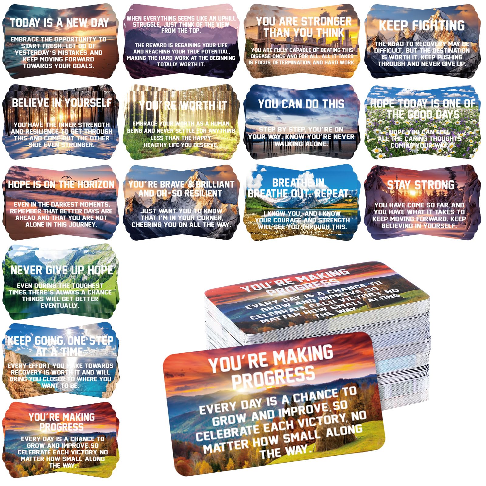 Photo 1 of Motiskyy 300 Pcs Motivation Inspiration Affirmation Cards, Recovery Encouragement Cards 3.5 x 2 Inch Positive Inspirational Hope Quotes Card Sobriety Recovery Greeting Gifts for Men Women(Landscape)