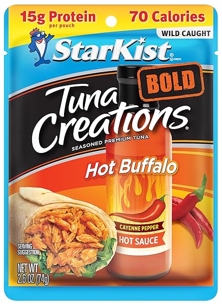 STARKIST TUNA CREATIONS BOLD HOT BUFFALO POUCH (2.6 OZ – 1 PACK) WILD CAUGHT, HIGH PROTEIN SHELF STABLE SEAFOOD, GLUTEN FREE, NO DRAINING, READY TO EAT FOR SALADS AND SANDWICHES
