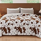 Cow Print Electric Heated Blanket Queen Size,84X90 Brown Heating Blanket Queen With Dual Control&Timer&10 Heat Levels,Highland Cow Decor Fleece Sherpa Blankets Warmer Gifts for Bed Women Adults