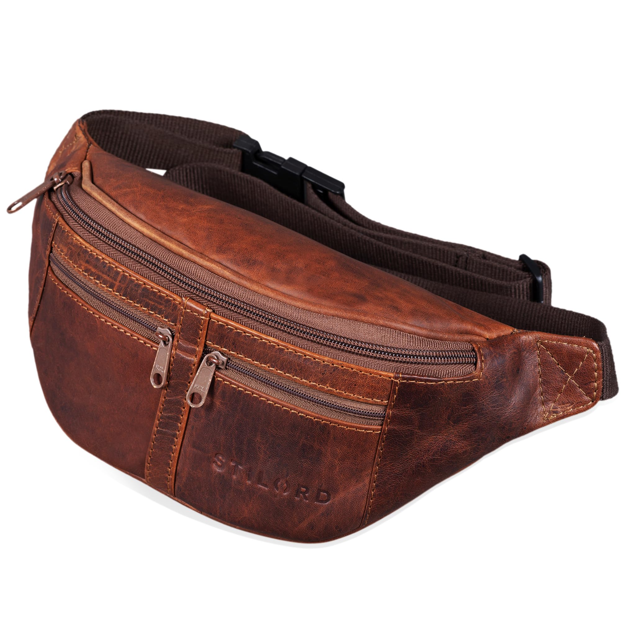 STILORD "Echo" Vintage Bum Bag Leather Pouch Fanny Pack for Men and Women, 7 Inch, Genuine Leather, Vintage Design, Adjustable Strap, Multiple Compartments Colour:Mocca - Dark Brown