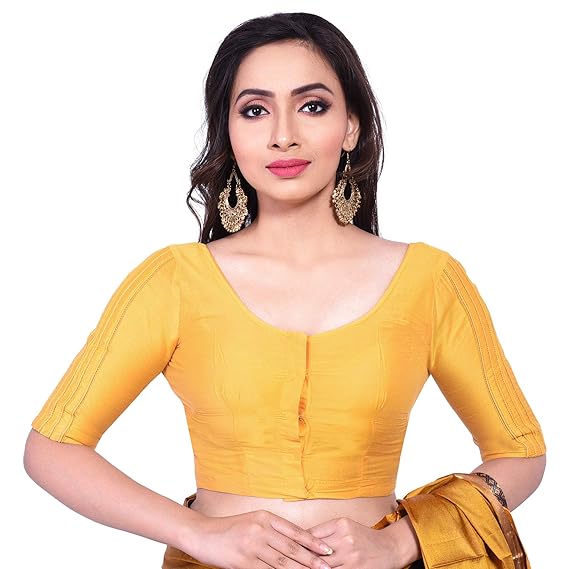 Yellow Cotton Tussar Stitched Blouse (D-005180A-YELLOW)