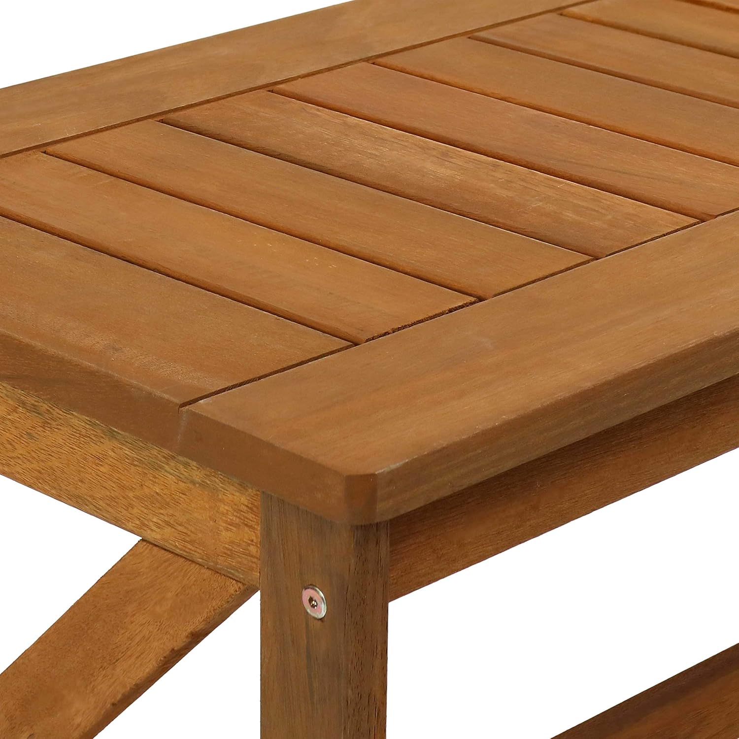 Sunnydaze Meranti Wood Outdoor Patio Coffee Table with Teak Finish - Outside Furniture for Lawn, Garden, Porch, Deck, Balcony, Backyard and Sunroom - Rectangle Table - 35-Inch : Garden & Outdoor