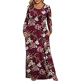 OLRIK Womens Plus Size Maxi Dresses for Curvy Women Fall 2025 Casual Long Sleeve Long Dress with Pockets 1X-5X