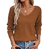 Lightweight Sweaters for Women 2026 Spring Long Sleeve V Neck Hollow Out Crochet Pullover Knit Tops Daily Wear