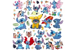 KEOJUE Lilo and Stitch Wall Decals Stickers Peel and Stick Cartoon Wall Decals for Boys Room Removable Wall Art Mural Decor for Baby Girls Kids Nursery Bedroom