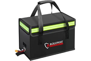 ROLOWAY Lipo Battery Bag (15 x 8.5 x 10 inch), Large Fireproof Lipo Ebike Bag with Comfortable Handle, Reflective Strip