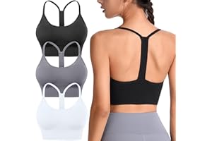 Evercute Racerback Sports Bras Padded Y Racer Back Cropped Bras for Yoga Workout Fitness Low Impact