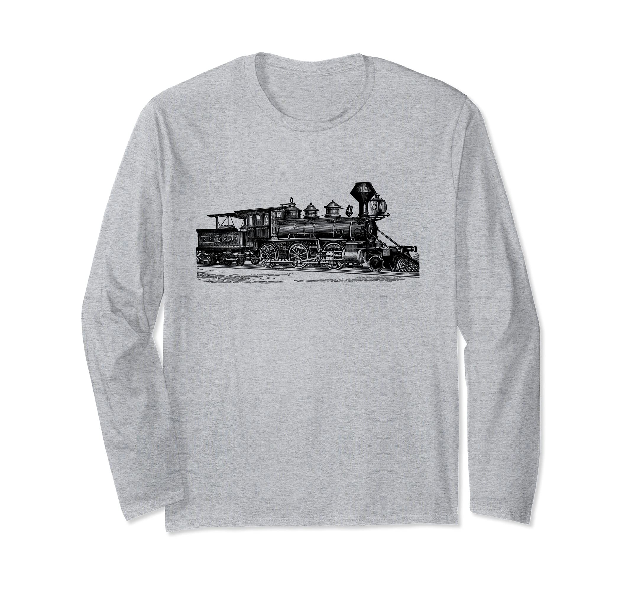 Vintage Locomotive Antique Train Railroad Line Art Long Sleeve T-Shirt