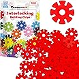 PicassoTiles Building Chips Interlocking Disc Construction Blocks in Red Color STEM Learning Early Education Toy Engineering Playset Child Brain Development for Toddlers Girls Boys Kids Age 3+ PTF108