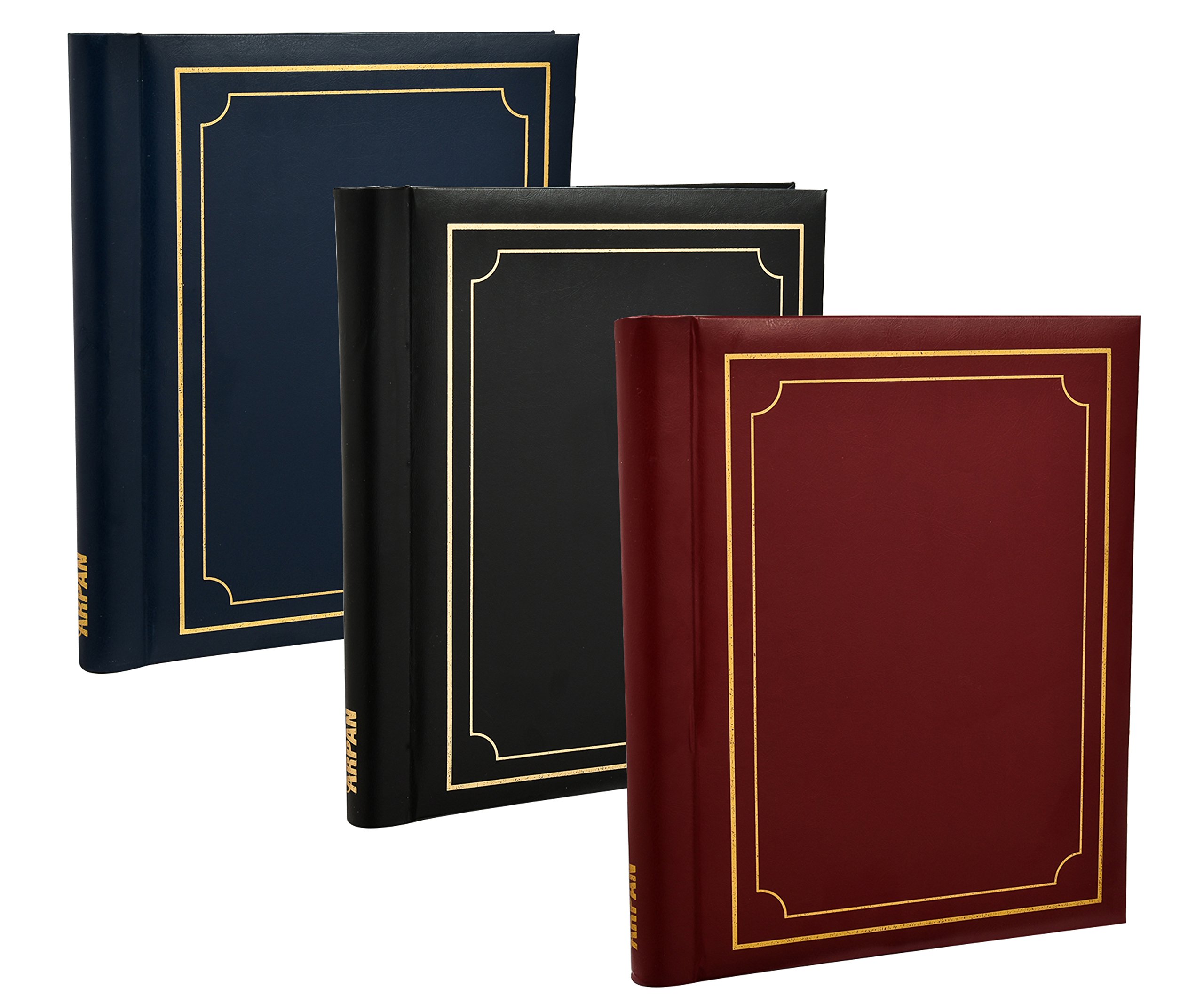 ARPAN Large Self Adhesive Photo Albums 3 Pack, 60 Sheets 120 Sides, Spiral Binder Sticky Page Photo Albums Set (Mixed Colours, Black Blue Red)