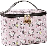 AmBealla Cosmetic Bag Large Makeup Bag Pink Makeup Travel Case with Brush Holder, Canvas Organizer for Women, Toiletry Bag for Skincare & Beauty Tools Sweet Cute for Girls