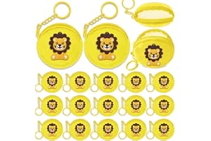 Elecrainbow 15 Pack Lion Mini Coin Purse with Keyrings for Lion Themed Goodie Bag Stuffer, Present for Lion Jungle Safari Animals Wild ONE Baby Shower Party Supplies,Yellow