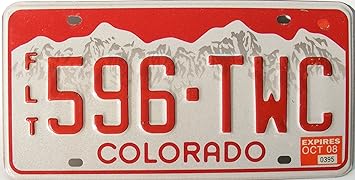 Amazon Com Colorado License Plate With Red Numbers On White Mountain Automotive