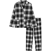 Latuza Women's Petite Cotton Flannel Pajama Set Petite Size Button Up PJs