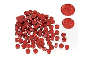 LSYGXYZ 102 Pieces Octagon Wax Seal Beads, Premium Metallic Red Sealing Wax Beads for Letters and Certificates, Valentine’s D