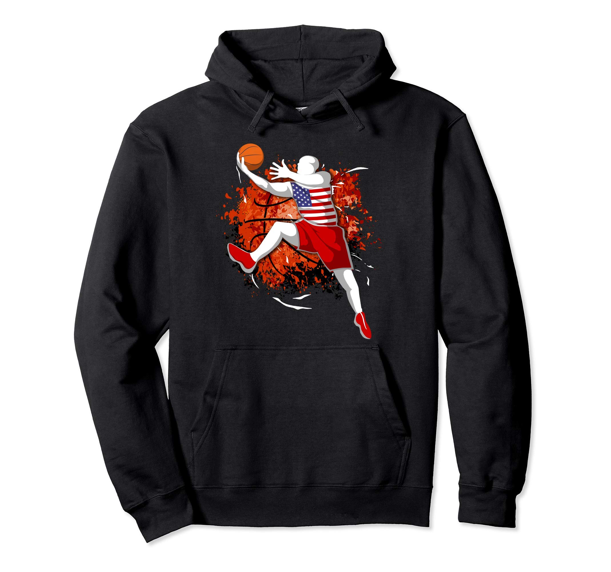 Proud United States Basketball Lovers American National Flag Pullover Hoodie