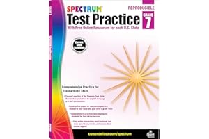 Spectrum 7th Grade Test Practice Workbooks All Subjects, Ages 12 to 13, Grade 7 Test Practice, Language Arts, Reading Comprehension, Vocabulary, Writing and Math Reproducible Book - 160 Pages