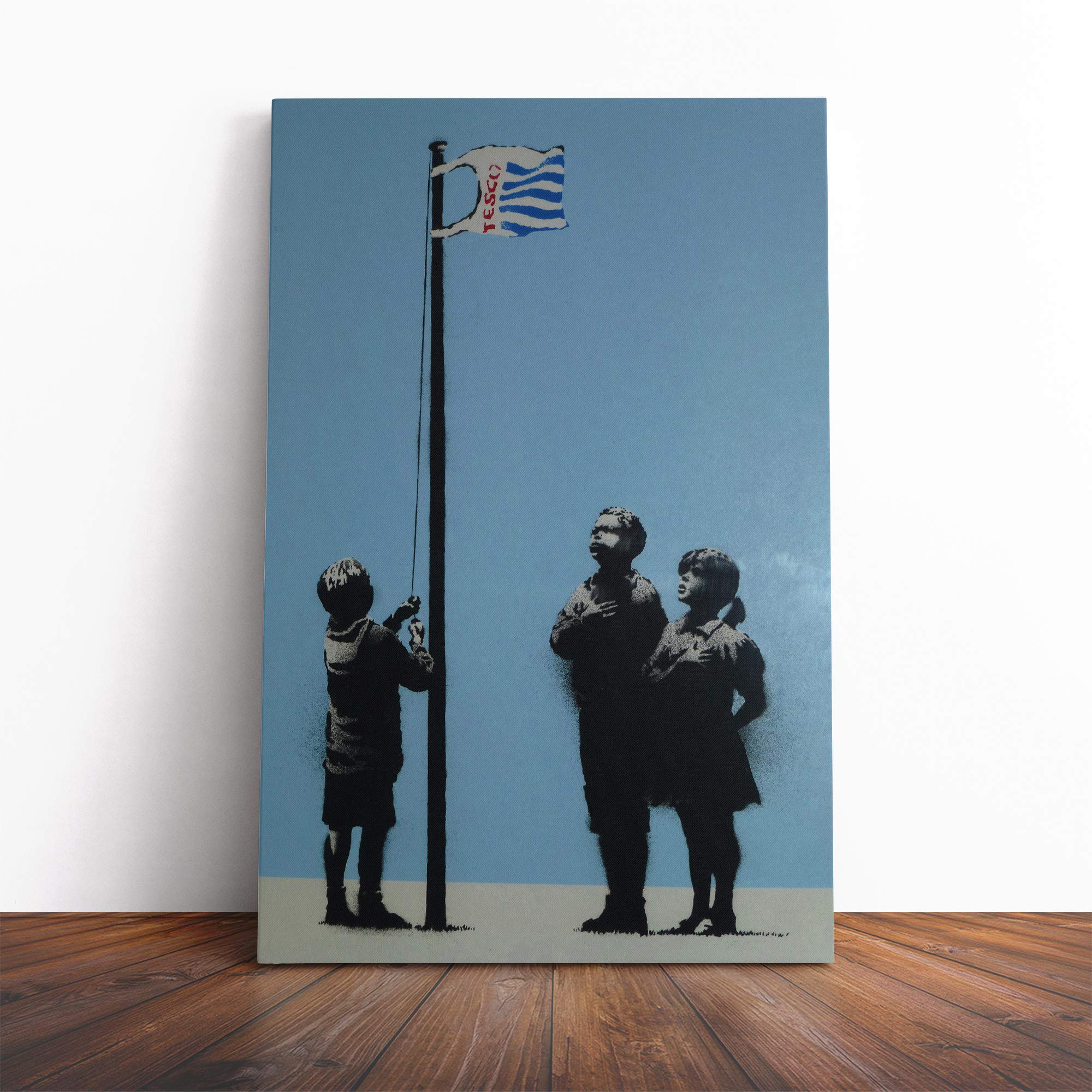 Banksy Very Little Helps Wall Graffiti Art Canvas Print | Gallery Wrapped 30mm Frame Wall Decor | 20x14 inches | Ready to Hang | Pop Art Picture | Living Room Bedroom Lounge Office