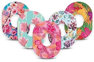 ExpressionMed - Adhesive Patch for Dexcom G7 and Stelo (5-Pack) - Made in The USA, Waterproof, Split Backing, CGM Tape (Colorful Floral Variety Pack)