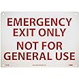 NMC M45RB EMERGENCY EXIT ONLY NOT FOR GENERAL USE Sign –Rigid Plastic Exit Sign with Red Text on White Base, 14x10 inches,