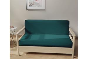 LANE LINEN Futon Covers Full Size, 100% Cotton Slipcovers, Full Size Mattress Cover for Futon Sofa Bed, Foldable Armless Sofa Cover, Zippered Couch Cover - Teal