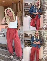 Xiaoxuemeng Womens Baggy Wide Leg Pants Casual