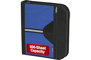 Merangue Classeur à fermeture éclair à joint torique de 3,8 cm, organiseur de reliure en polyester, classeur de papeterie ave