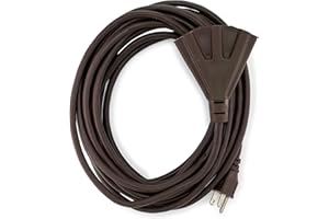 HLO LIGHTING Holiday Lighting Outlet 25-Foot Brown Outdoor Extension Cord | Heavy-Duty Extension Cord for Appliances, Lawn Tools, & More | Triple-Tap Outlet Perfect for Landscape Projects