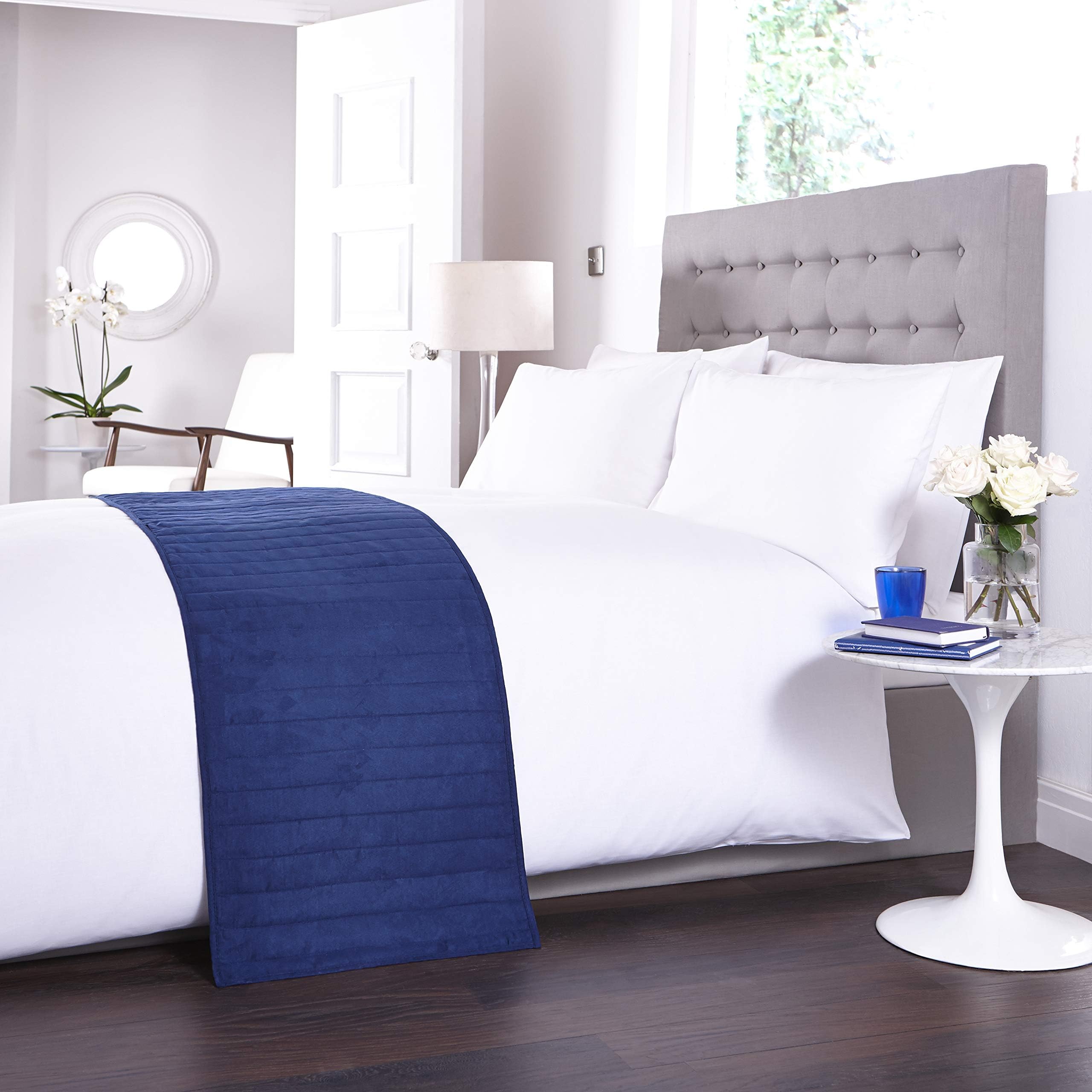 Charlotte Thomas 50 x 240 cm Reversible Faux Suede Bed Runner, Navy Blue