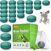 Mouse Rodent Repellent, 24 Pack Peppermint Oil Moth Balls for Rodents Indoor Outdoor Use, Safety for Humans & Pets, Squirrel Repeller, Spiders, Defense for Car Engines House