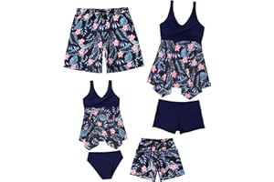 NIKDUCK Family Matching Swimsuit Set High Waisted Mommy and Me Swimsuit Two Piece V Neck Girls Bikini Bathing Suit