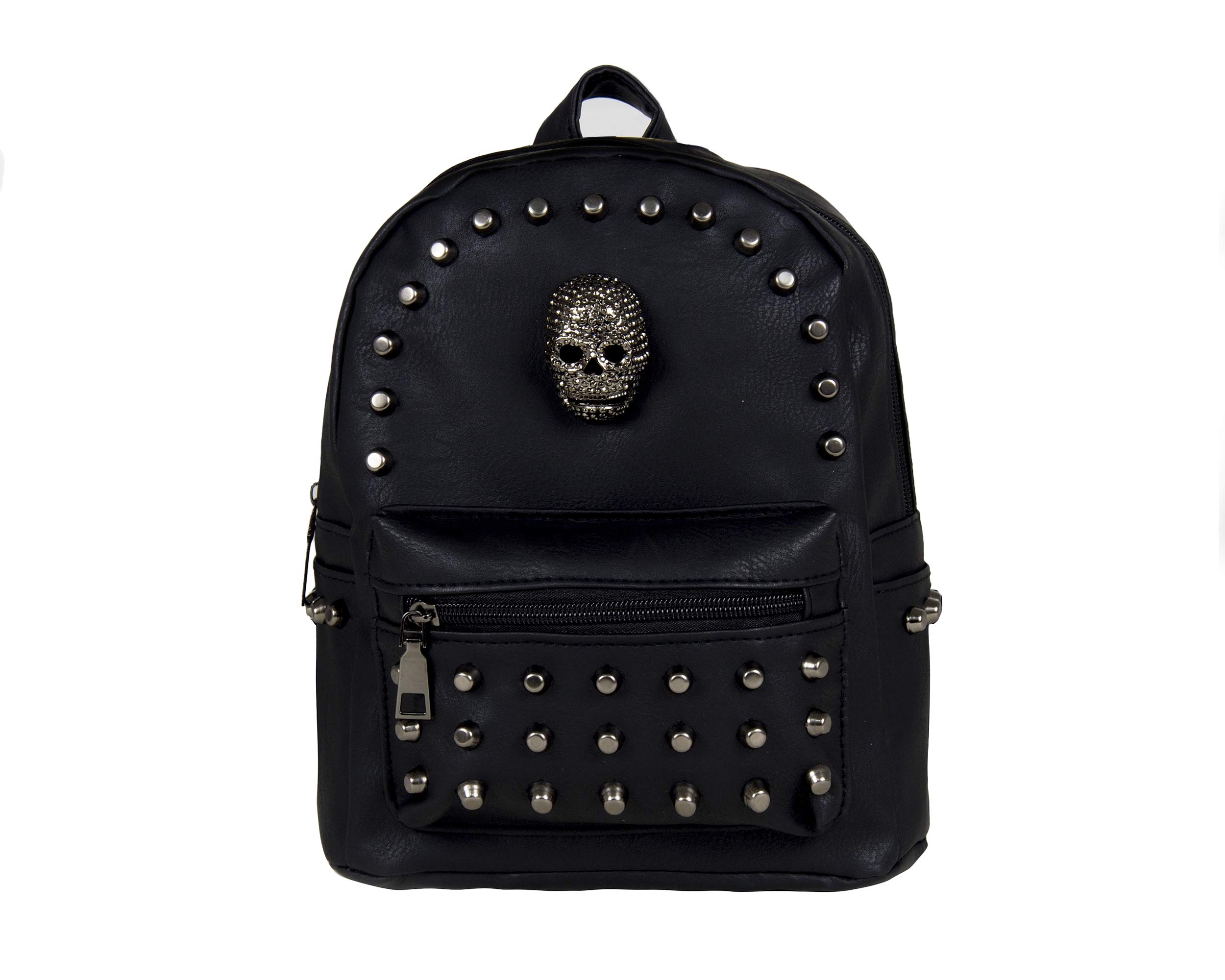 GOTHX Mini Gothic Skull Head Stud Black Backpack Rucksack Small Goth SchoolFestival Travel Rock Goth Bag