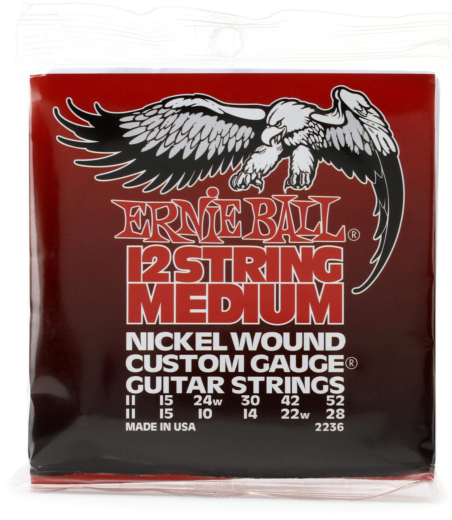 Ernie Ball Medium 12-String Nickel Wound Electric Guitar Strings - 11-52 Gauge