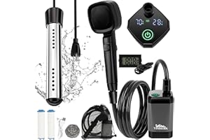 YIMSERK 6000mAh Portable Shower for Camping with 2000W Immersion Water Heater – Rechargeable Camp Shower Pump, 4-Mode Filtered Head, LED Display, Outdoor Camping Shower Kit for Travel, Pets & Car Washing