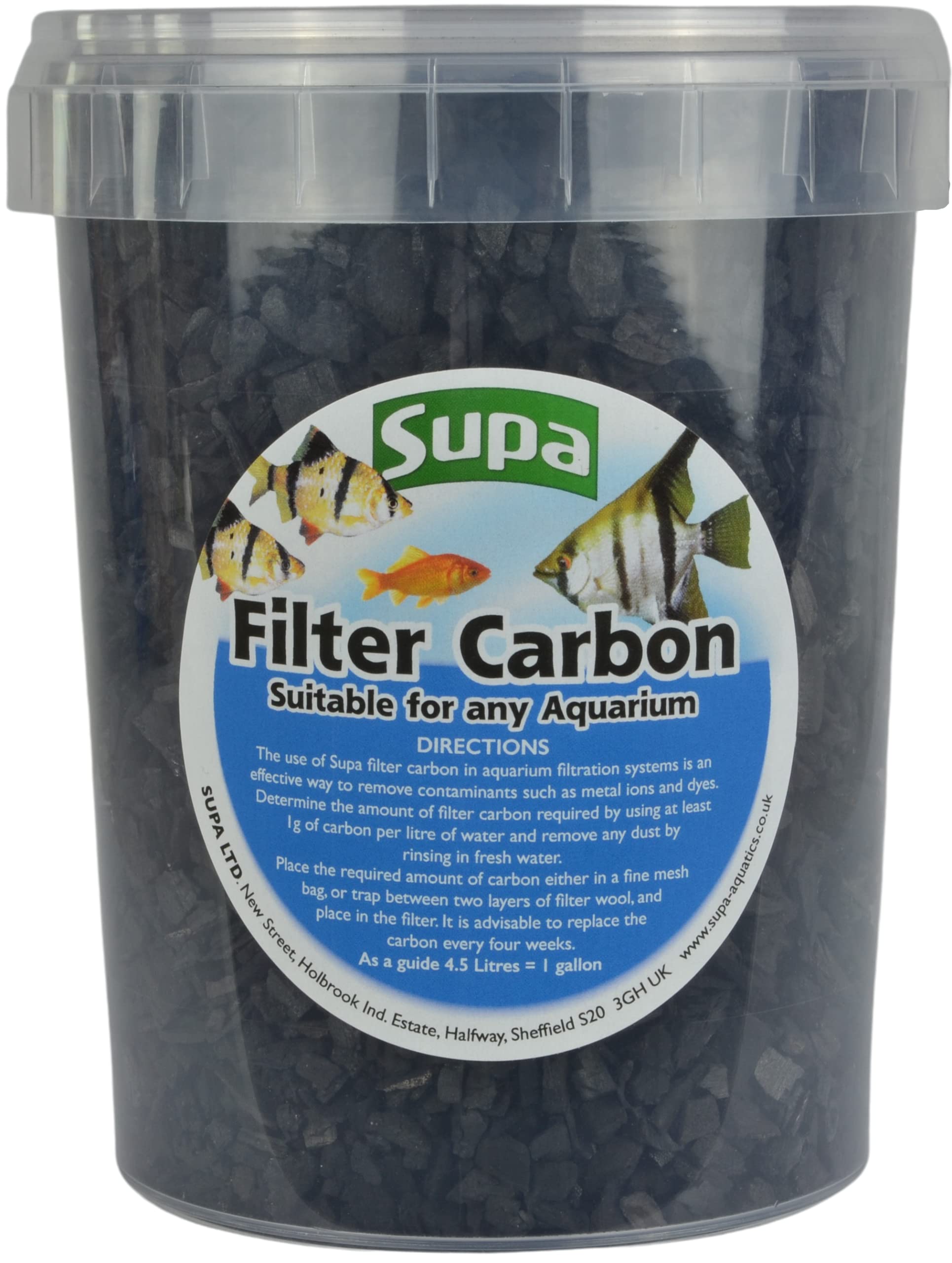 Supa Filter Carbon 1 Litre Bucket, Suitable for Aquariums/Fish Tanks And Koi Fish Pond Filters, Improves Water Clarity By Removing Contaminants.