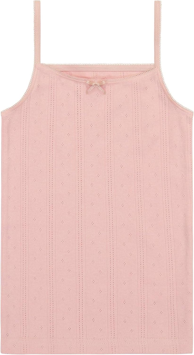 Buyless Fashion Girls Tagless Cami Scoop Neck Undershirts Cotton Tank with Trim and Strap (6 Pack): Clothing