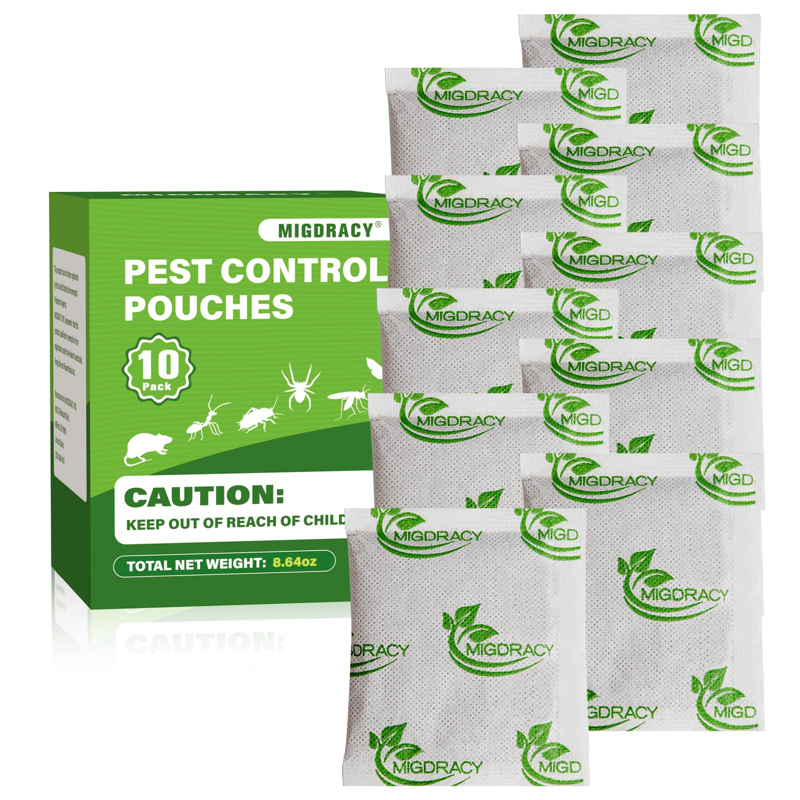 Photo 1 of ***MISSING PARTS*** Migdracy Pest Control Pouches, Insect and Mice Repellent Pouches, 10Pcs Peppermint Oil to Rat, Ant, Roach, Spider, Mosquito & Moth, Indoor Use