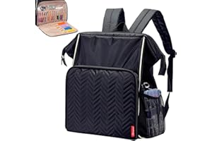 NICOGENA Knitting Bag, Crochet Bag with Custom Front Pocket, Large Yarn Storage Backpack for Crochet Accessories and Supplies, Black