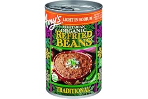 Amy's Organic Refried Beans Canned, Traditional Beans Light in Sodium, Vegan. Gluten Free and Vegetarian, 15.4 Oz