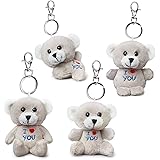 Bear of Allan Stuffed Animal Keychain Set, 4 Pcs Mini Teddy Bear Pack, I Love You Gift for Her, Assorted Gestures, Keyring Ch