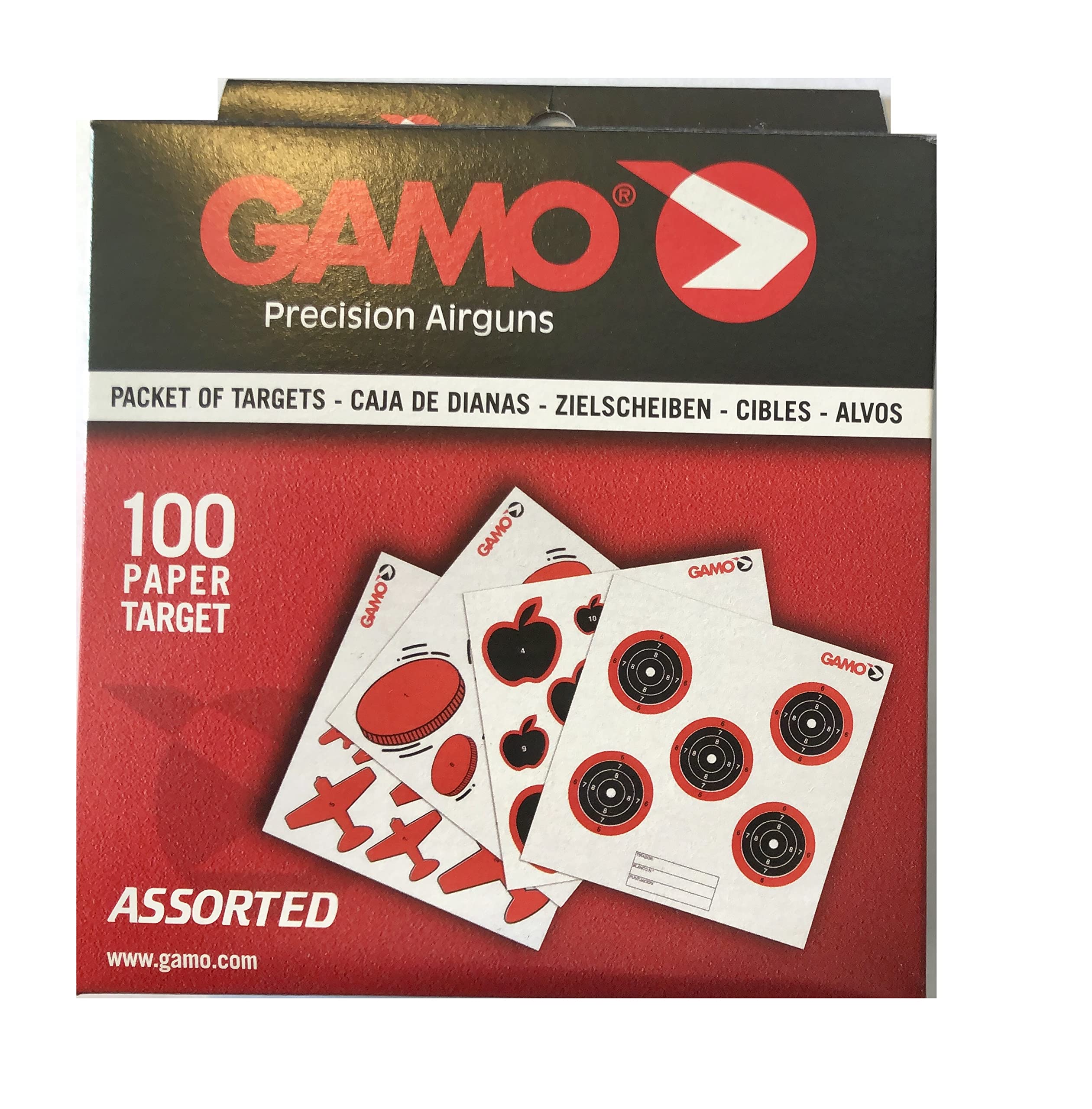Gamo Air Rifle/Gun/Pistol assorted pellet targets - set of 100 in stiff card for cone traps - standard 14cm square size (Also see our Shoot N C and other target sets)
