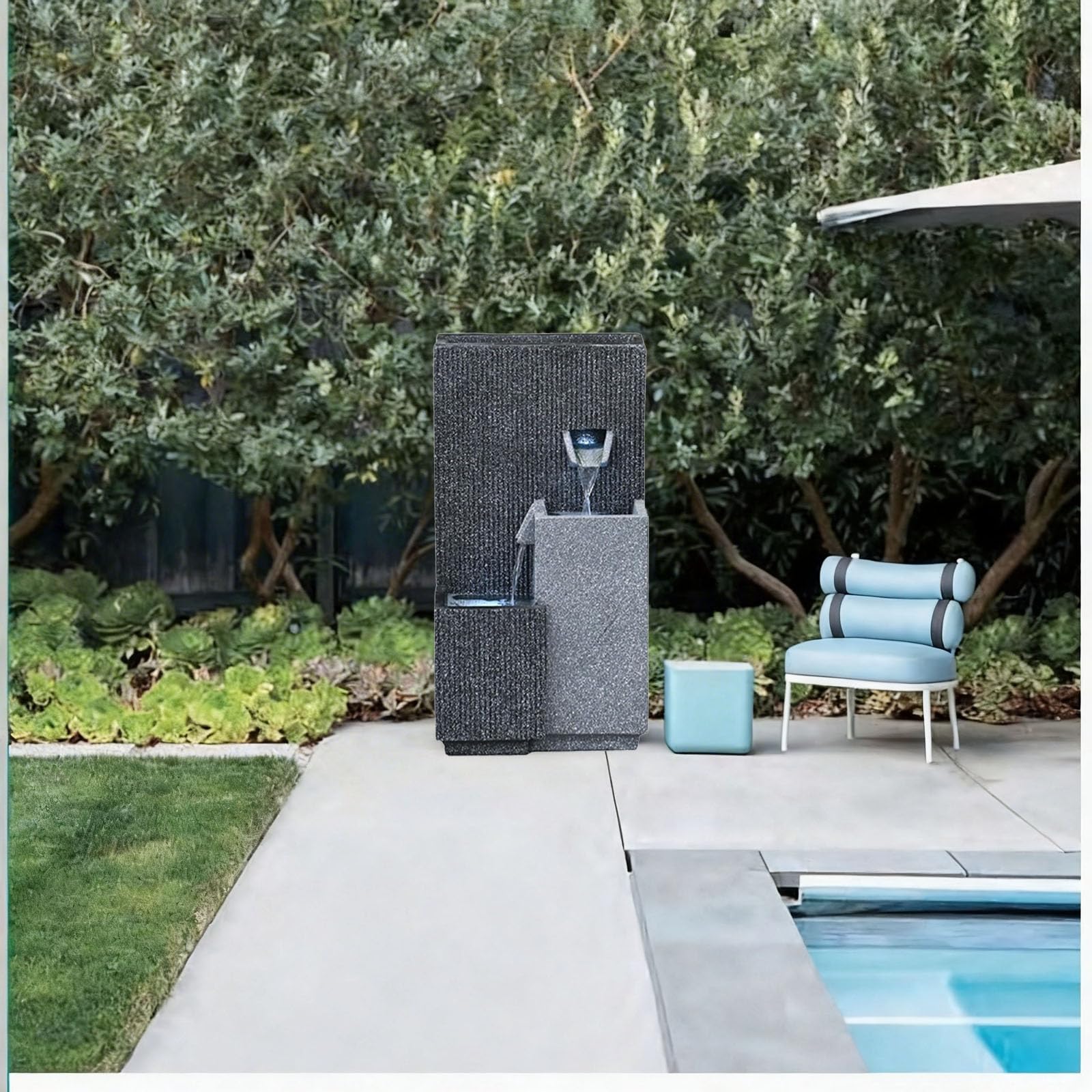 Qingyignge 27” H Modern Outdoor Fountain 2 Crocks Outdoor Garden Fountains LED Light for Garden, Patio, Deck, Porch, Backyard and Home Art Decor