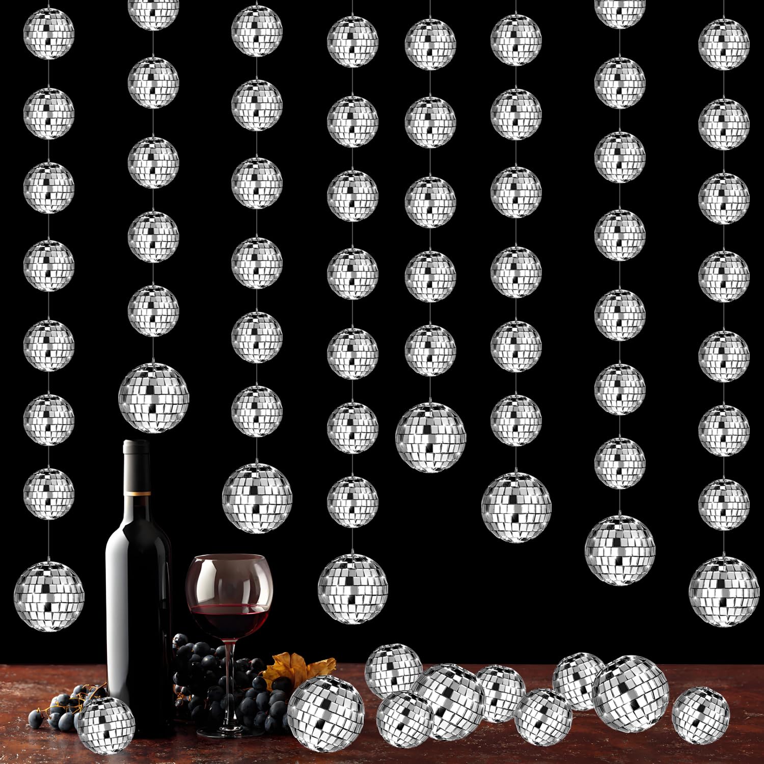 Photo 1 of 8 Packs 4.9 ft Disco Ball Party Decorations Mini Disco Ball Ornaments Silver Hanging Reflective Mirror for Christmas Wedding 70s Dance Music Birthday Party Supplies (2inch, 3inch)