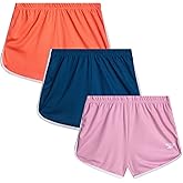 Reebok Girls Athletic Shorts - 3 Pack Active Performance Lightweight Mesh Dolphin Girls Shorts for Running Soccer Gym (7-12)