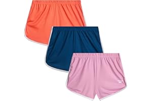 Reebok Girls Athletic Shorts - 3 Pack Active Performance Lightweight Mesh Dolphin Girls Shorts for Running Soccer Gym (7-12)