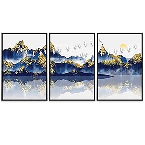 SIGNWIN 3 Piece Framed Canvas Wall Art Abstract...