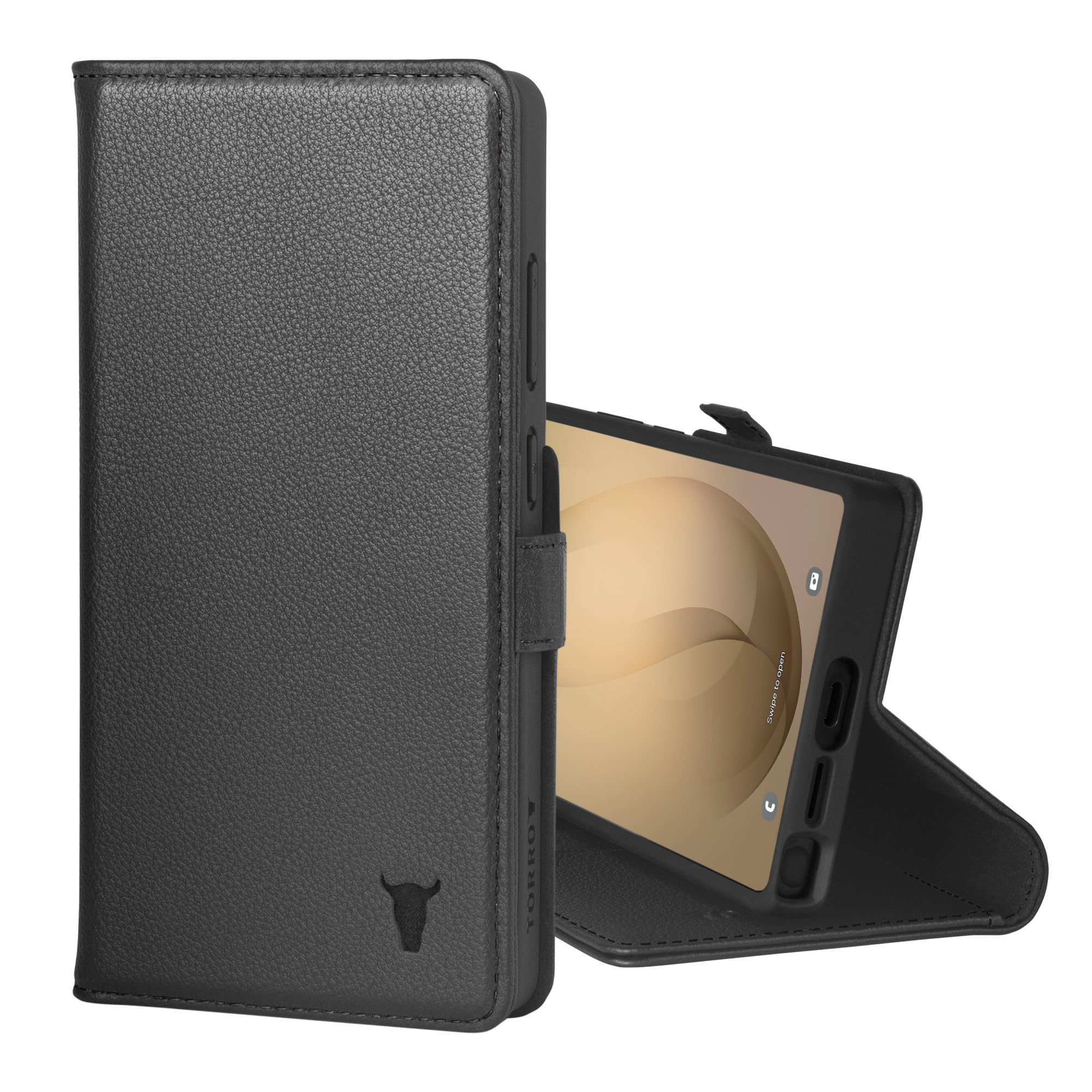 TORRO Leather Case Compatible with Samsung Galaxy S26 Ultra 5G 2026 - Premium Leather Wallet Case with Kickstand and Card Slots (Black)