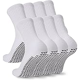COTMAKETON 2/4 Pairs Mens Soccer Socks with Grips Cushioned Anti Slip Football Basketball Sports Socks