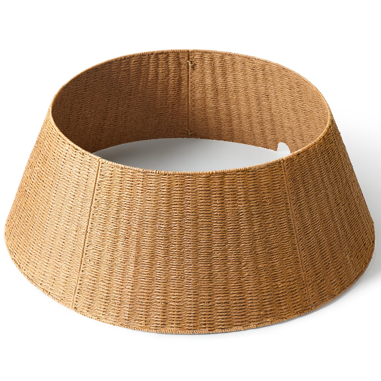 Photo 1 of 36in Large Christmas Tree Collar - Wicker Woven Tree Collars for Artificial Trees - Handmade Rattan Rustic Farmhouse Basket for Tree Base Cover with Cord Cut-Out for 7.5ft 8ft 9ft 10ft Trees (Natural)