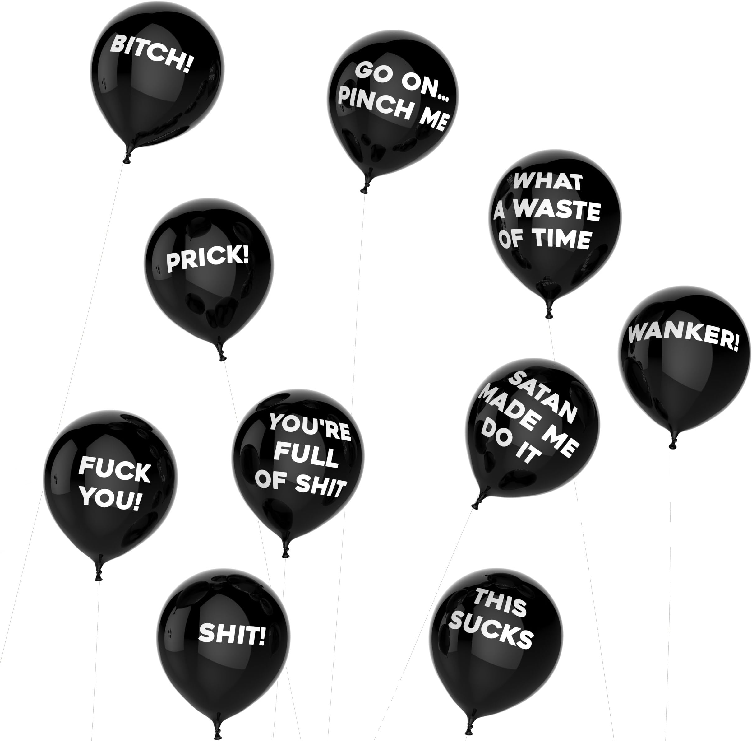 Thick Air Balloons - Funny Adult Humour Balloons for Party 10-Pack - General Black